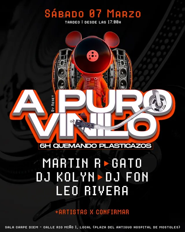 Flyer RESET CLUB -  A PURO VINILO — 07 Mar · 17:00