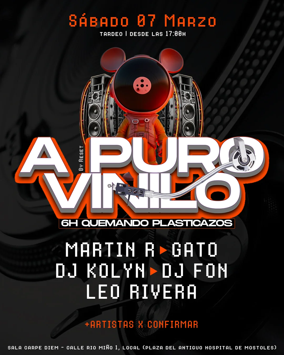 Flyer RESET CLUB -  A PURO VINILO — 7 Mar · 17:00